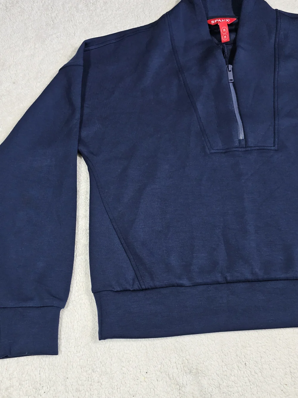 Spanx Air Essentials Half Zip Sweatshirt - TIMELESS NAVY BLUE - MEDIUM